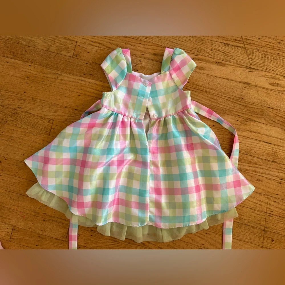 Joana Michelle pink plaid taffeta Easter dress - Picture 4 of 6